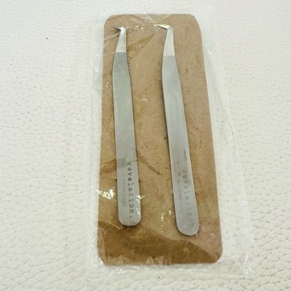 Lot of 2 Revelation High Precision Lash Extension Tweezers Stainless Steel